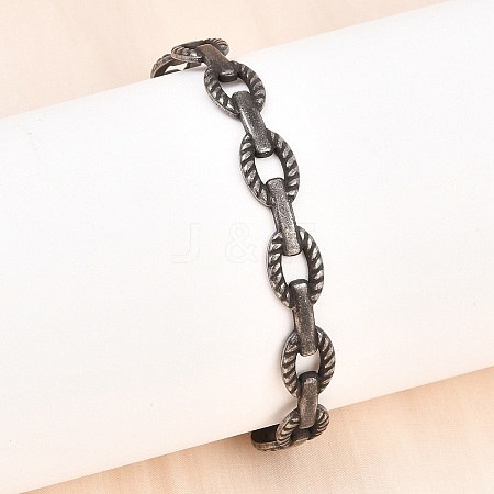 316 Surgical Stainless Steel Oval Link Chain Cuff Bangles BJEW-C125-03AS-1