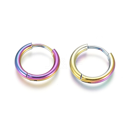 Ion Plating(IP) 304 Stainless Steel Huggie Hoop Earrings LS-EJEW-F111A-14mm-Y-1