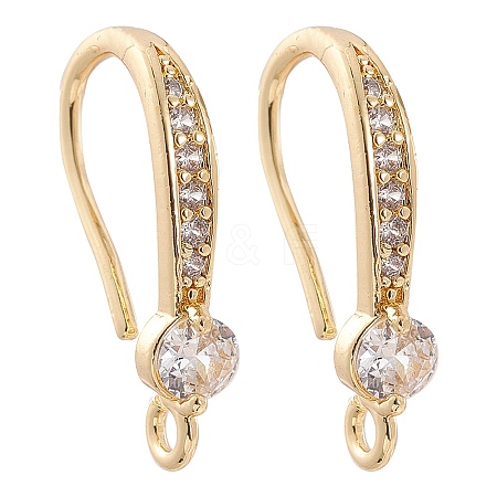 Brass Micro Pave Clear Cubic Zirconia Earring Hooks ZIRC-YW0001-02G-1