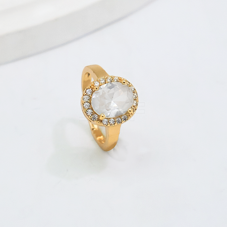 Brass Micro Pave Cubic Zirconia Cuff Open Rings for Women YE6141-1-1