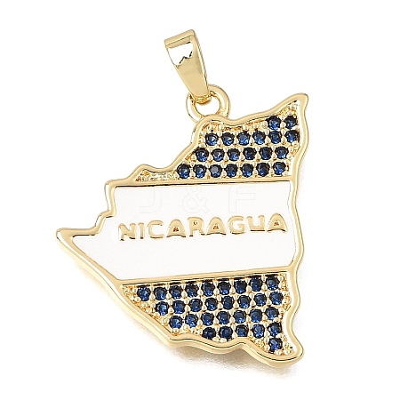Brass Micro Pave Blue Cubic Zirconia Pendants KK-C263-31B-G-1
