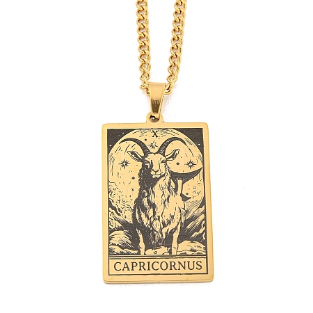 304 Stainless Steel Tarot Pendant Necklaces NJEW-A026-01G-10-1