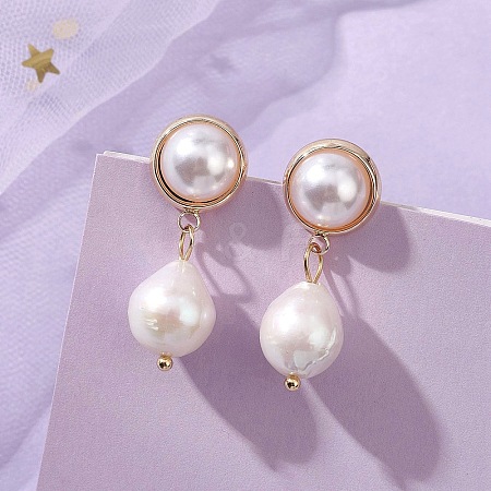 Brass Dangle Stud Earrings EJEW-JE06886-1