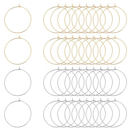 304 Stainless Steel Hoop Earring Findings STAS-UN0003-97-1