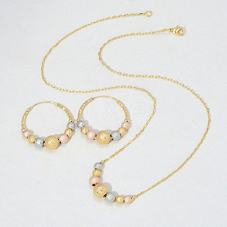 Brass Round Beaded Pendant Necklaces & Hoop Earrings for Women FS-WG8D76A-01-1