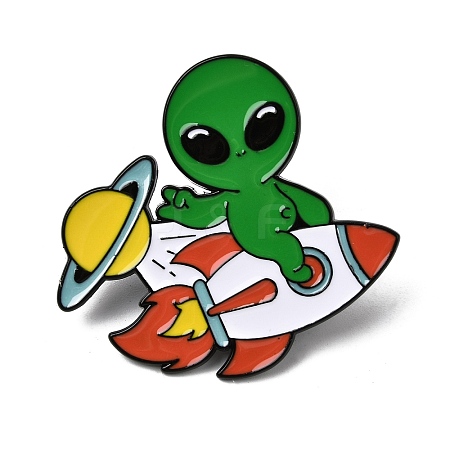 Alien on Rocket Enamel Pins JEWB-D310-01EB-03-1