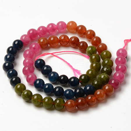 Round Dyed Natural Quartz Beads Strands G-T132-013A-01-1