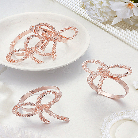 4Pcs Bowknot Iron Napkin Rings AJEW-LP0002-63RG-1