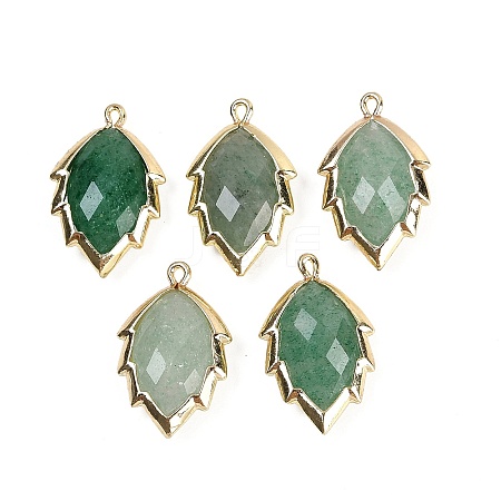 Natural Green Strawberry Quartz Faceted Leaf Pendants G-I375-04G-15-1