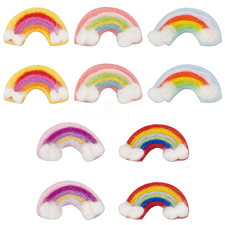 10Pcs 5 Colors Handwork Felt Needle Felting Rainbow Ornaments AJEW-BC0001-98-1