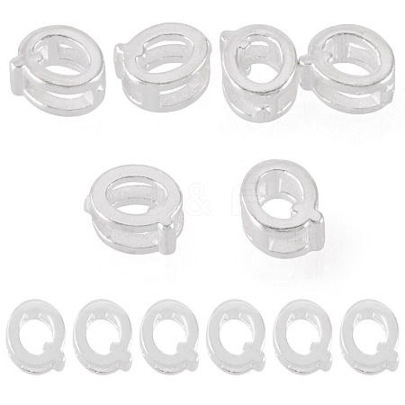6Pcs 925 Sterling Silver Hollow Initial Beads STER-TA0001-53Q-1