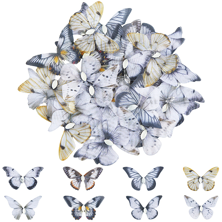 40Pcs 8 Colors Luminous Cloth & Resin Butterfly Ornament Accessories DIY-SP0006-24-1