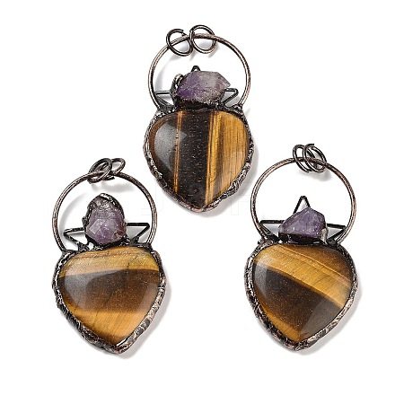 Natural Tiger Eye & Amethyst Big Pendants G-A221-04F-1