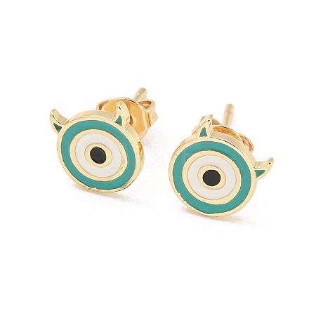 Evil Eye Real 18K Gold Plated Brass Stud Earrings EJEW-L269-092G-1