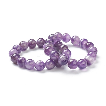 Natural Amethyst Beaded Stretch Bracelets BJEW-A117-E-40-1