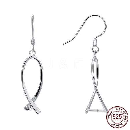 Rhodium Plated 925 Sterling Silver Earring Findings STER-F048-38P-1