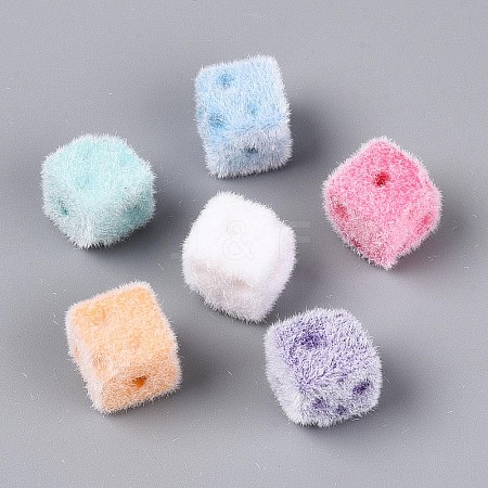 Flocking Opaque Acrylic Cube Beads OACR-T030-08M-1