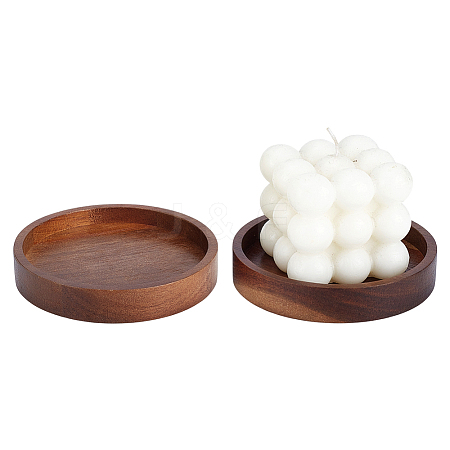 2Pcs Wood Candle Tray Candle Holders AJEW-NB0008-64-1