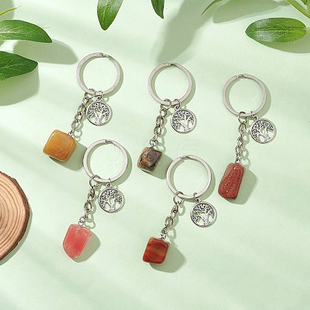 Natural & Synthetic Mixed Gemstone Keychains KEYC-JKC01167-1