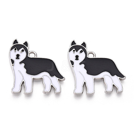 Rack Plating Alloy Enamel Dog Pendants PALLOY-T075-157A-1