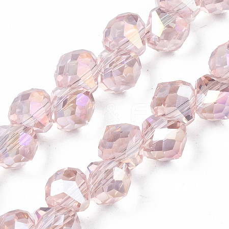 Electroplate Transparent Glass Beads Strands X-EGLA-N006-032-A02-1