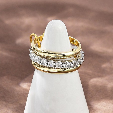 Brass Micro Pave Cubic Zirconia Finger Rings RJEW-D325-01PG-04-1