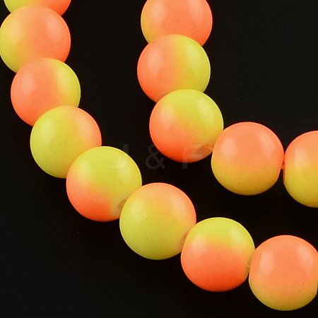 Two-Color Baking Painted Glass Bead Strands DGLA-R050-8mm-30-1