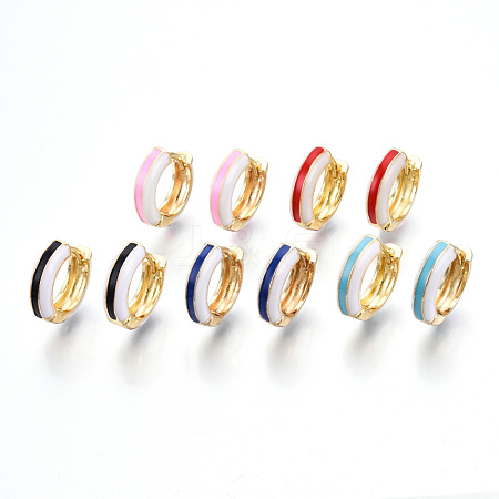Brass Huggie Hoop Earrings EJEW-S209-07-1