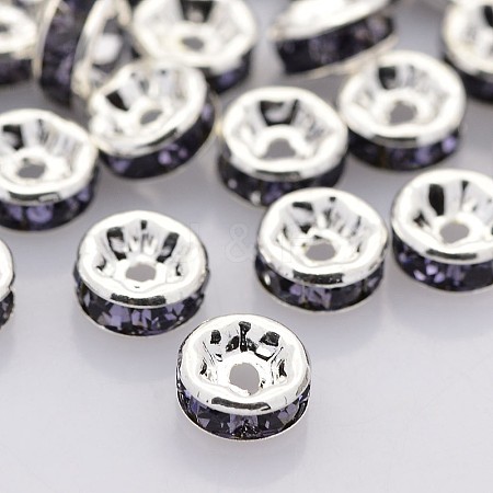 Brass Rhinestone Spacer Beads X-RB-A014-Z8mm-18S-1