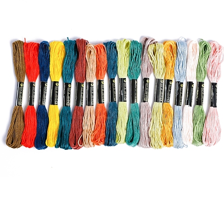 18Skeins 18 Colors Hand-woven Embroidery Cotton Threads PW-WGA0E47-09-1