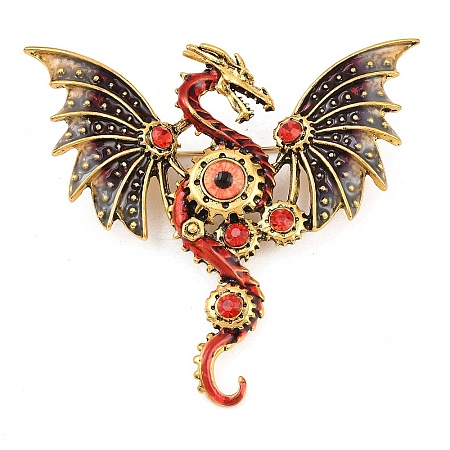 Dragon with Evil Eye Alloy Rhinestone with Plastic Lapel Pins for Backpack Clothes JEWB-G043-02A-1