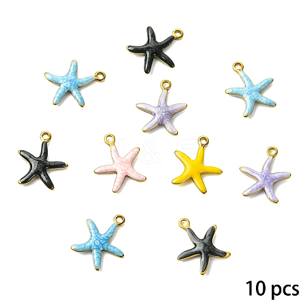 10Pcs 304 Stainless Steel Enamel Charms STAS-YW0003-43B-1