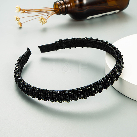 Bling Bling Glass Beaded Hairband OHAR-PW0007-27H-1