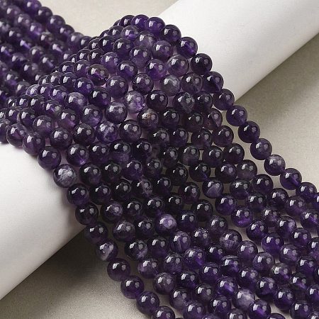 Natural Amethyst Beads Strands G-A274-C01-6mm-01-1