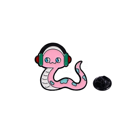 Headphone Cartoon Snake Enamel Pins PW-WGAEA75-01-1