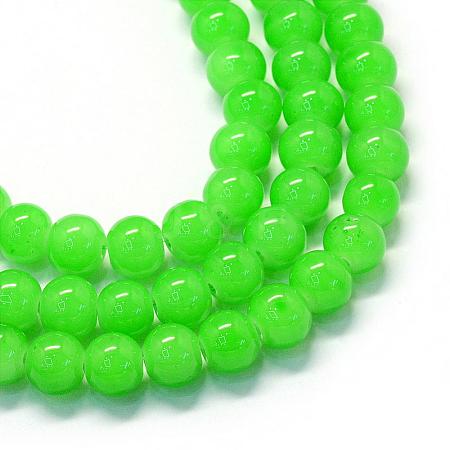 Baking Painted Imitation Jade Glass Round Bead Strands DGLA-Q021-8mm-09-1