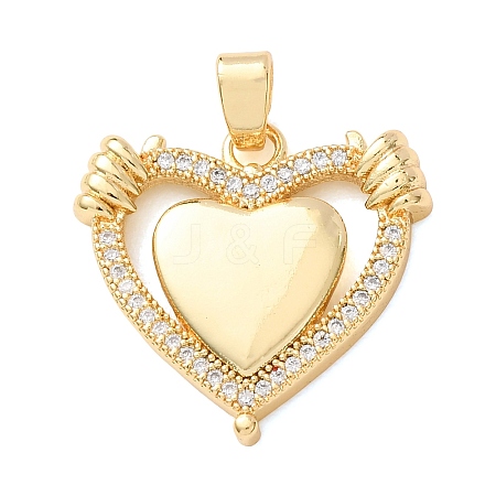 Brass Micro Pave Clear Cubic Zirconia Pendants KK-C264-17D-G-1