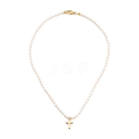 Cross Brass Pendant Necklaces NJEW-JN02972-02-1