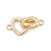 Brass Micro Pave Clear Cubic Zirconia Interlocking Clasps KK-C075-37G-1