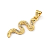 Snake Rack Plating Brass Micro Pave Cubic Zirconia Pendants KK-G513-04G-2