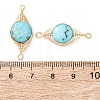 Natural Turquoise Faceted Hexagonal Cut Flat Round Links Connector Charms with Copper Herringbone Wire-Wrapped KK-Z152-07G-01-3