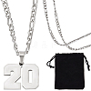 1Pc 304 Stainless Steel Figaro Chain Number Pendant Necklaces NJEW-BBC0001-28A-P-1