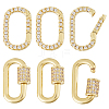 6Pcs 2 Styles Rack Plated Brass Micro Pave Cubic Zirconia Clasps KK-HS0015-01-1