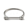 304 Stainless Steel D Shape Bar Screw Bangle with Cubic Zirconia LS-STAS-E057-01P-2
