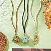 3Pcs Faux Suede Macrame Pouch  Pendant Necklaces NJEW-TAC0052-03-6