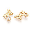 Brass Micro Pave Clear Cubic Zirconia Pendants KK-T078-02G-04-2