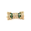 Rack Plating Brass Micro Pave Clear Cubic Zirconia Screw Clasps KK-S384-25G-02-1