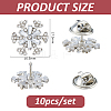 10Pcs Snowflake Alloy Rhinestone Lapel Pin Backs JEWB-FH0002-52-2