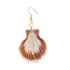 Copper Wire Wrapped Natural Scallop Shell Dangle Earring for Women EJEW-JE04721-8