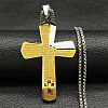 304 Stainless Steel Cross Pendant Necklaces NJEW-S007-20B-GP-1